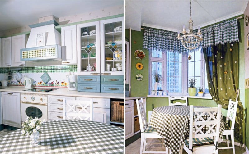 Kitchen with corner bay window in country style