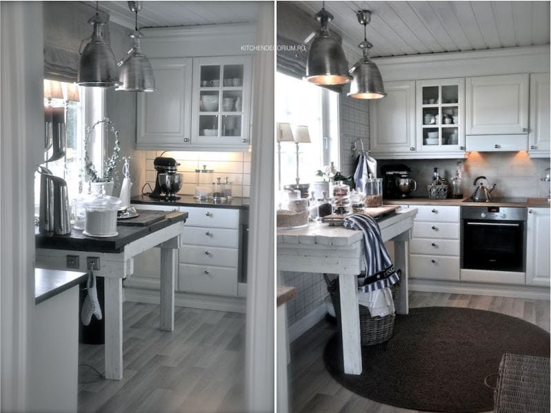 Linoleum in the interior of the kitchen in the style of Scandinavian country