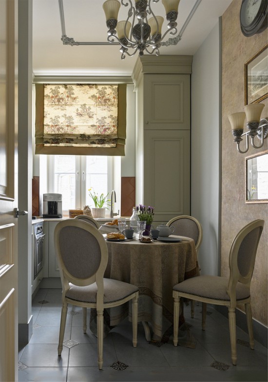 Small kitchen-dining room in classic style