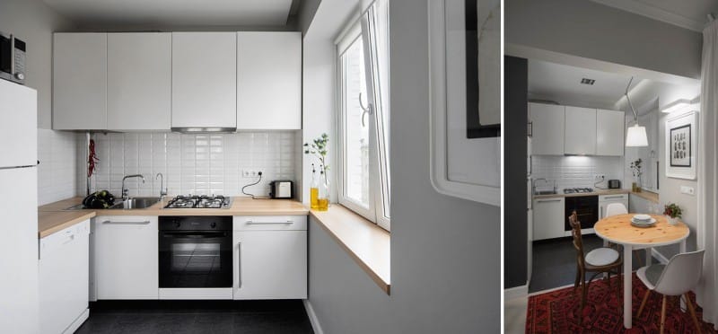 Minimalisme in het interieur van een kleine keuken