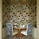 Oval table in the interior of a small dining room