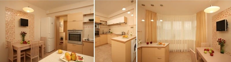 Kitchen layout with bay window in the house