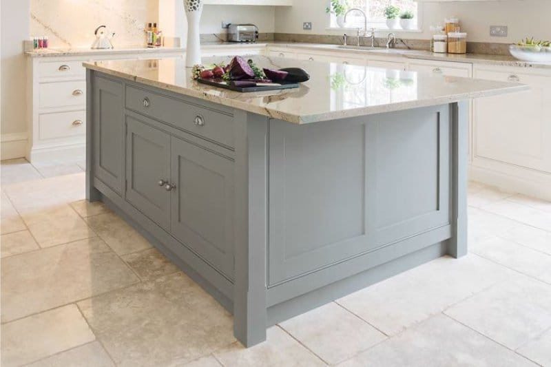 Natural stone floor in classic kitchen interior