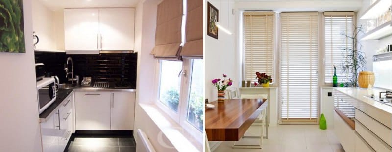 curtains in the interior of the kitchen in minimalism