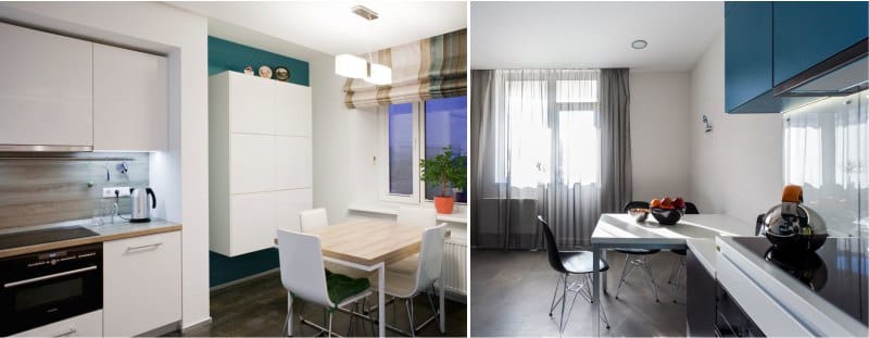 curtains in the interior of the kitchen in minimalism