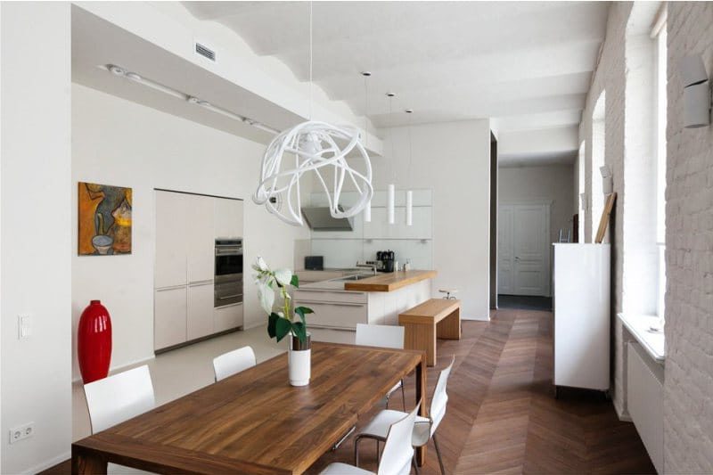 Walls in the interior of the kitchen in the style of minimalism - brick wall