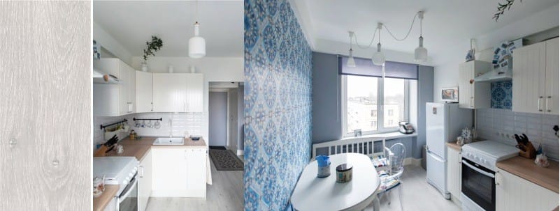 Light gray laminate in the interior of the kitchen