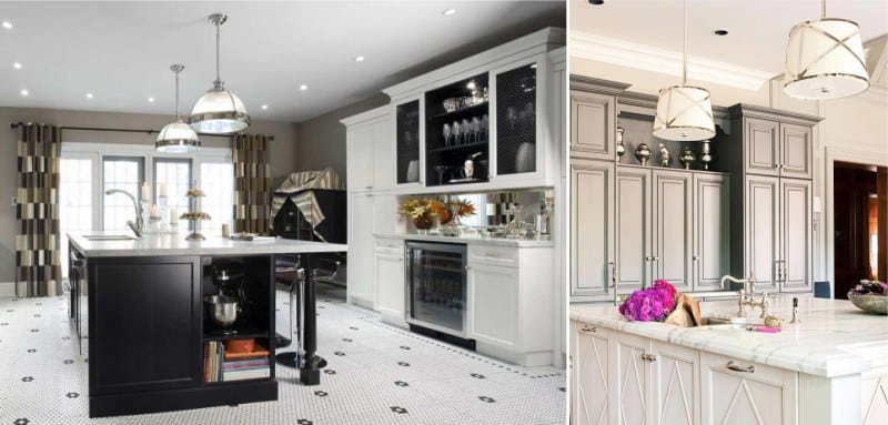 Spotlights in the interior of the kitchen