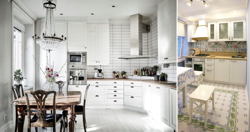 Spotlights in the interior of classic kitchens