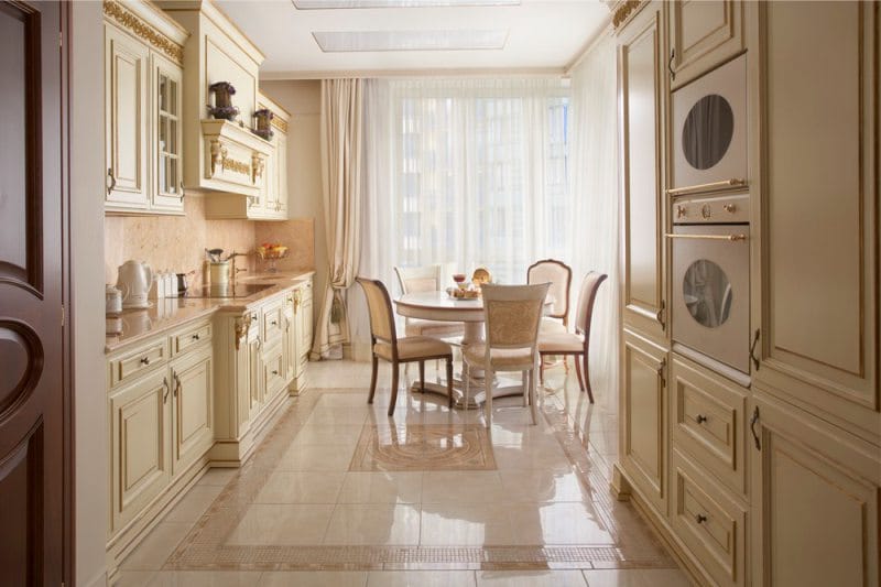 White classic kitchen with retro style appliances