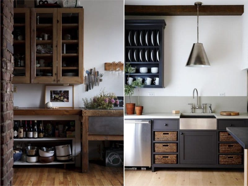 White walls in the kitchen in the style of Provence and Country