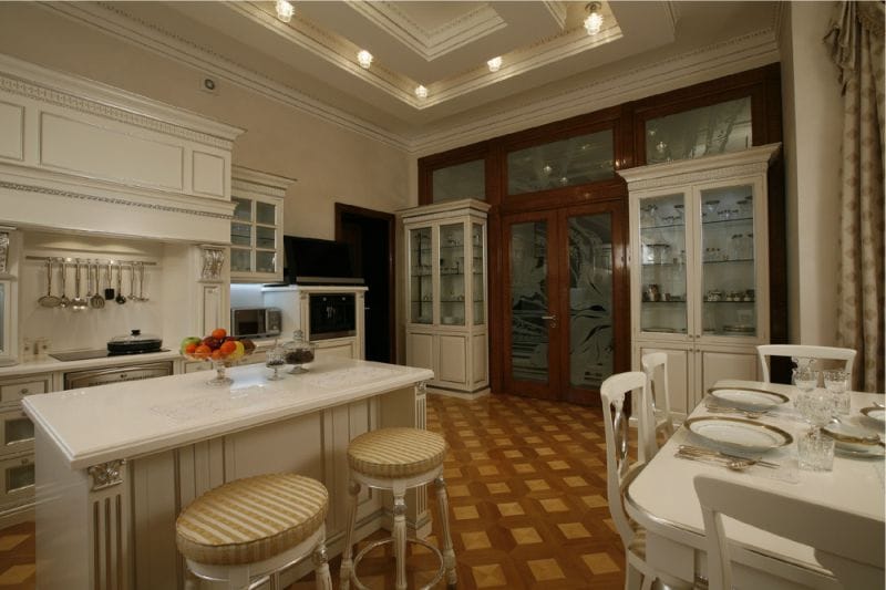 Buffet and display cabinet in the interior of a classic kitchen