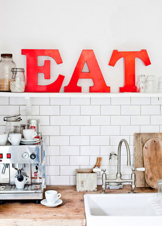 Interior letters in the kitchen