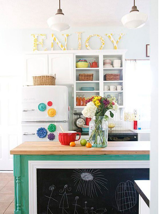 Interior letters in the design of the kitchen