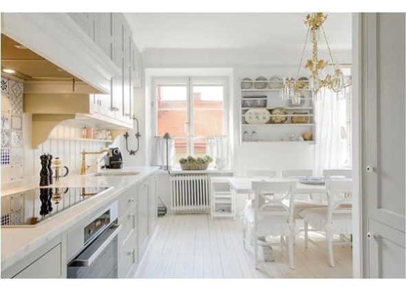 Classic white kitchen with gold