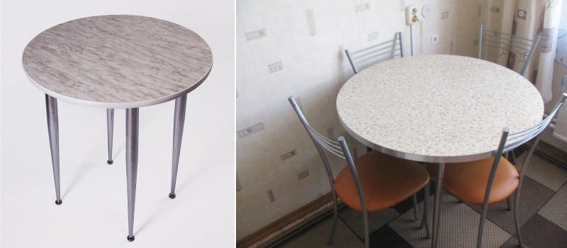 Round chipboard dining table