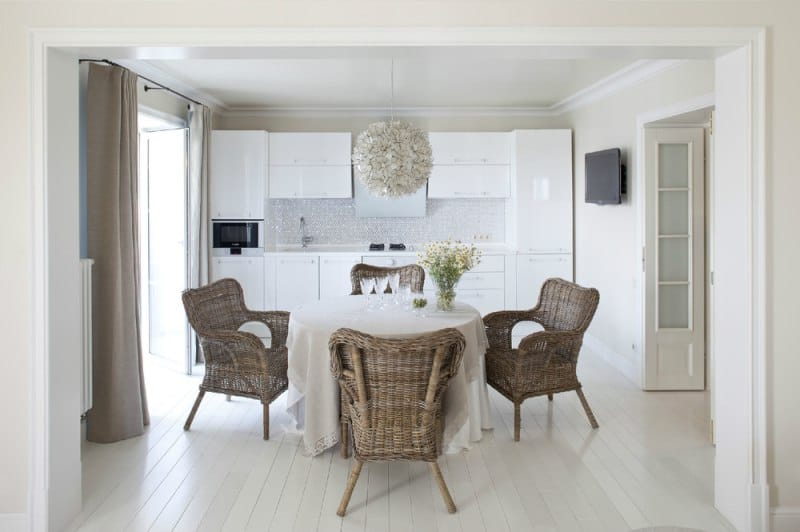 Round table covered with tablecloth