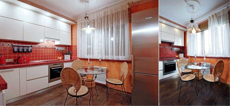 Round table in a small kitchen