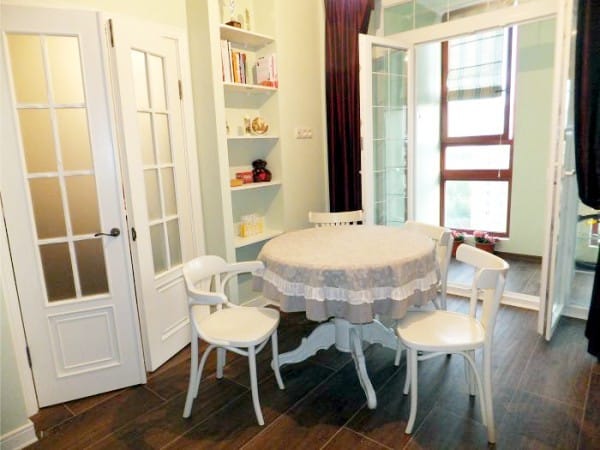 Kitchen with access to the balcony with French windows