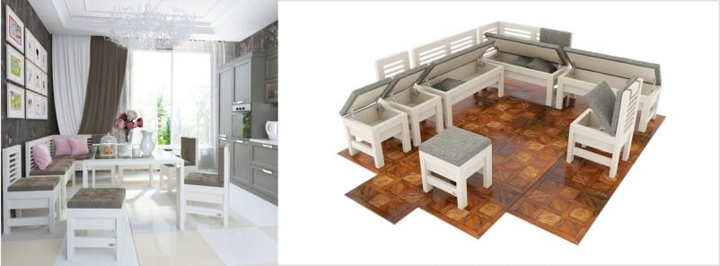 Sudut dapur dari massif beech, model Orion dari WoodCraft