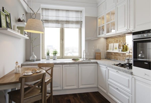 Semicircular table in the interior of a small kitchen