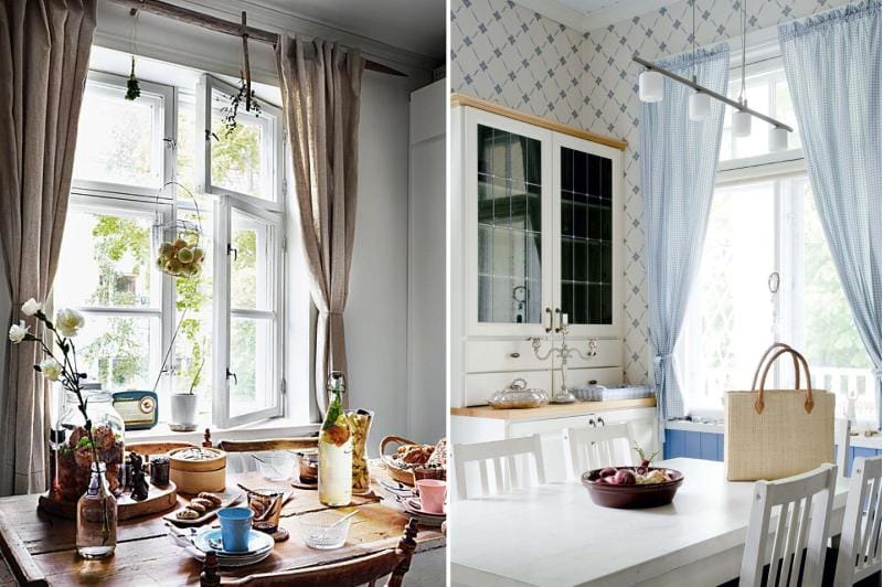 Curtains in the kitchen in country style