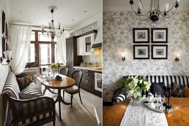 Upholstered bench in the kitchen interior