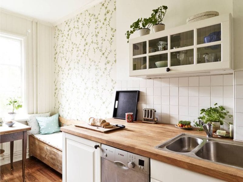 Bench in the interior of the kitchen