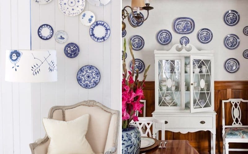 Assiettes chinoises et de Delftware sur le mur