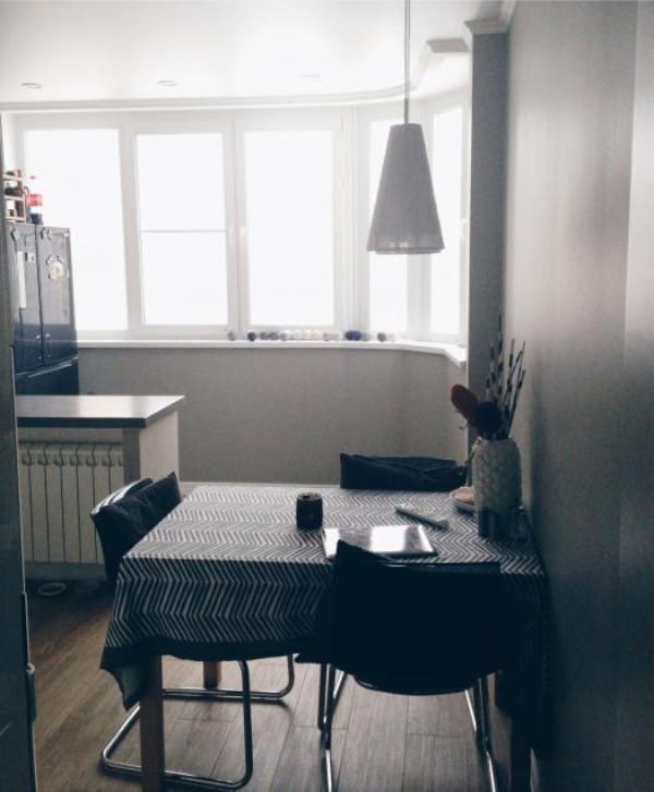 Refrigerator on the balcony, combined with kitchen