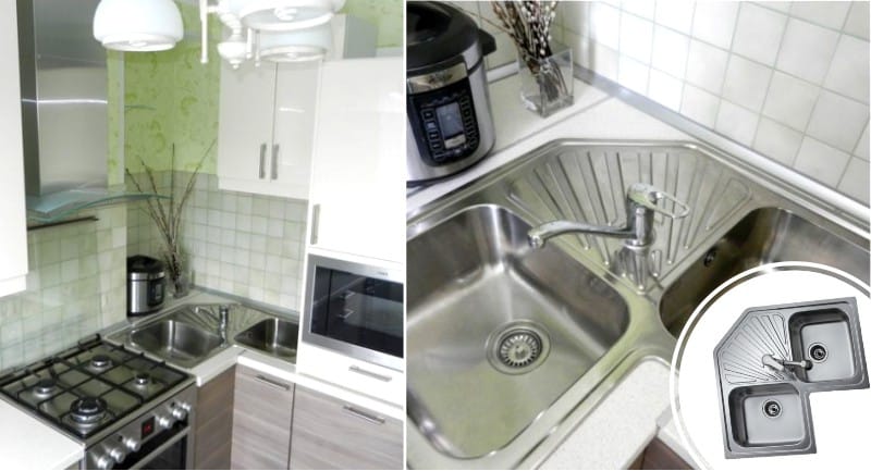 Corner two-piece sink