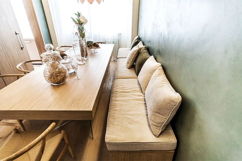 Textured decorative plaster in the kitchen interior