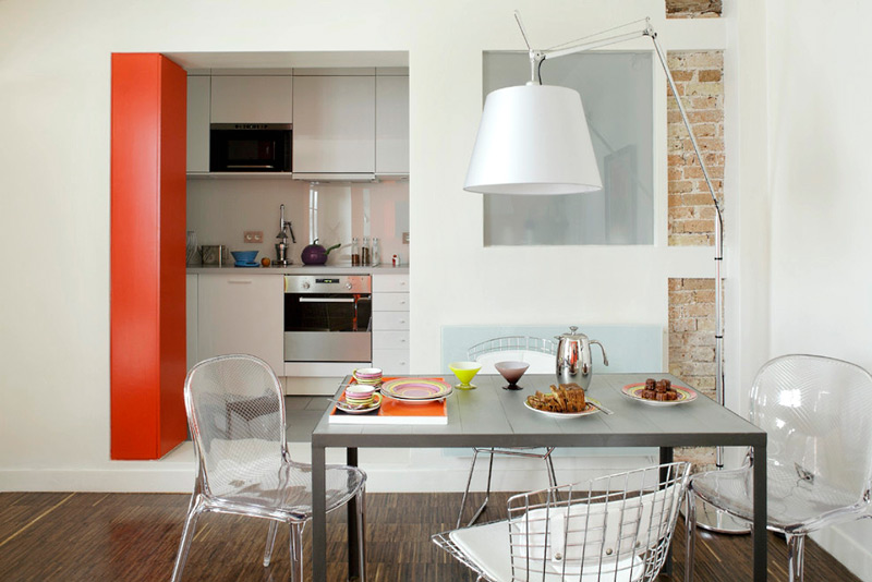 Studio kitchen with interior window