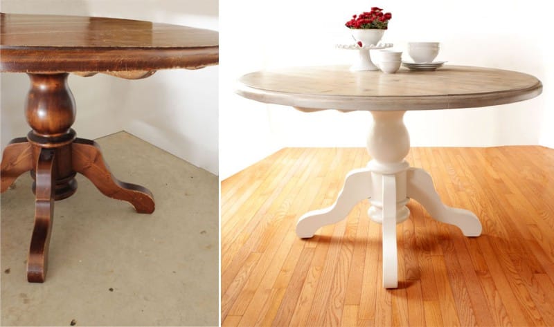 Do-it-yourself renovation of the table in bleached oak color