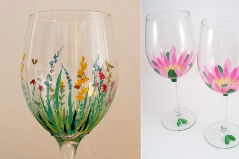 Peinture de lunettes - motifs floraux