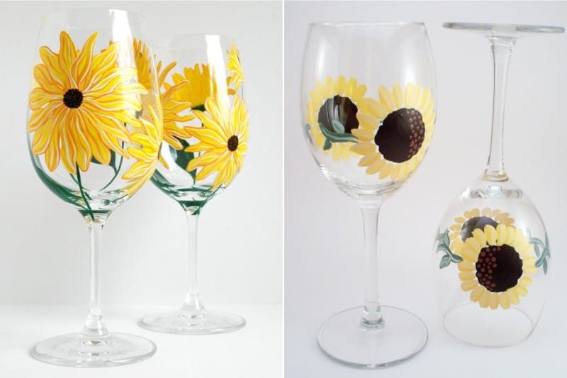 Peinture de lunettes - tournesols