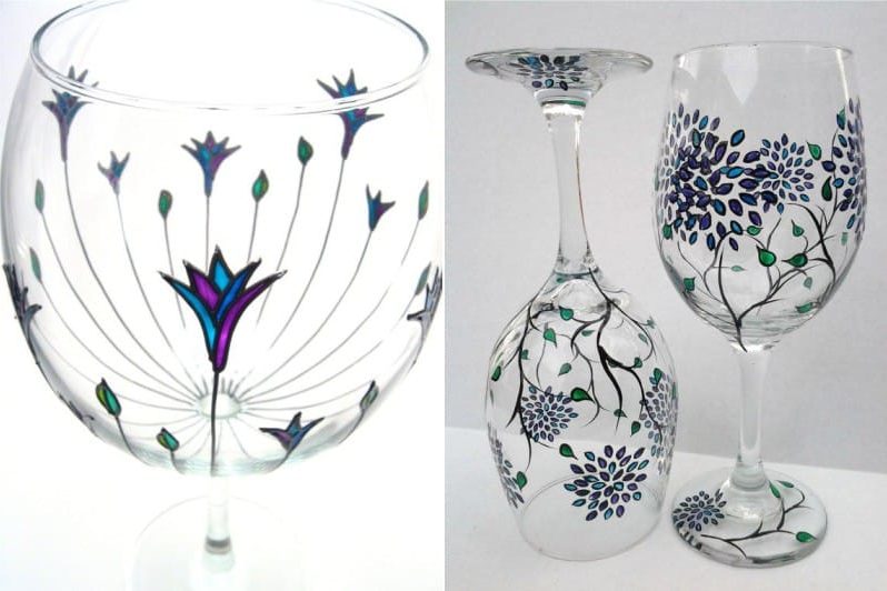 Verres à peindre - motifs floraux