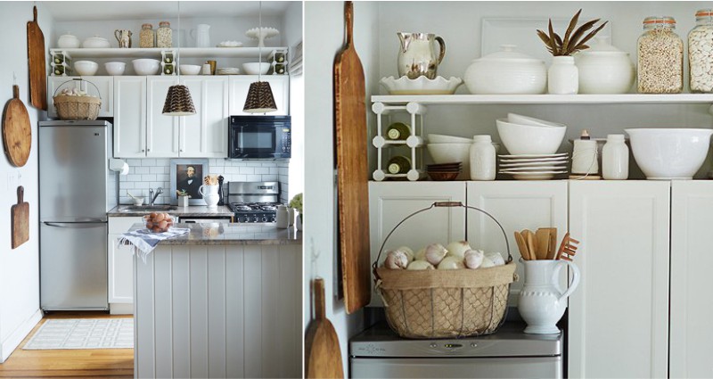 Storage in a small kitchen-studio