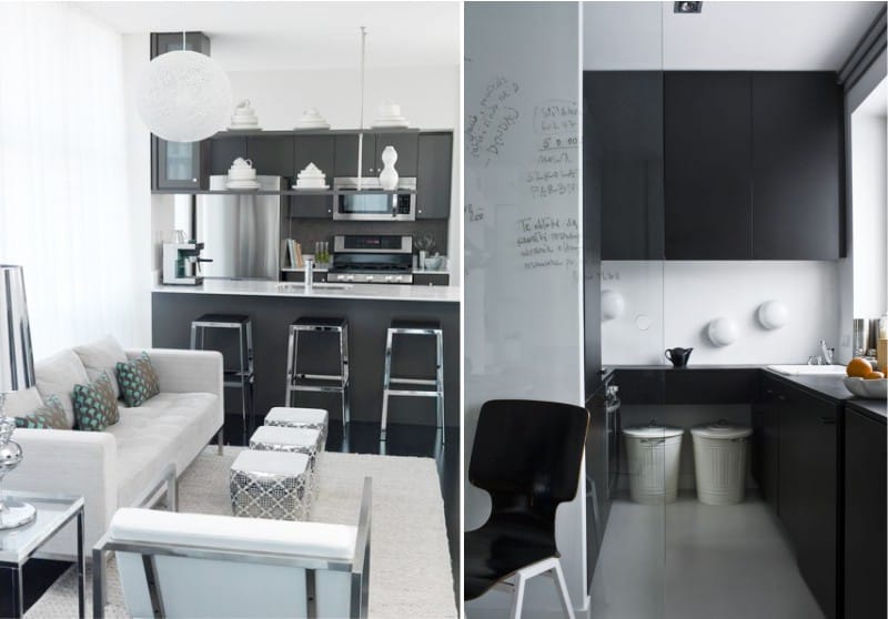 Black kitchen in the style of contemporary and minimalism