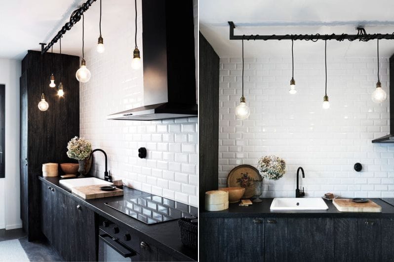 Black and white Scandinavian style kitchen