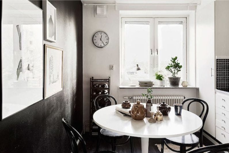 Black and white Scandinavian style kitchen