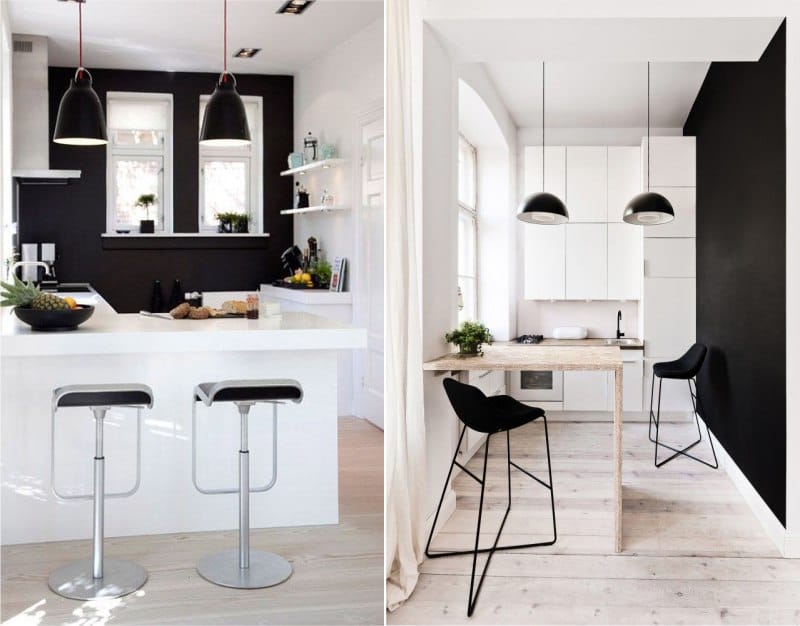 Black walls in a small kitchen