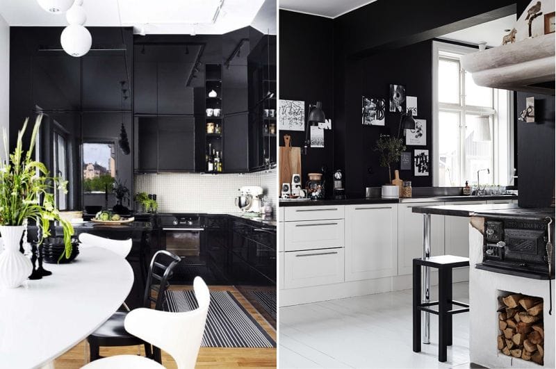 Black kitchen interior