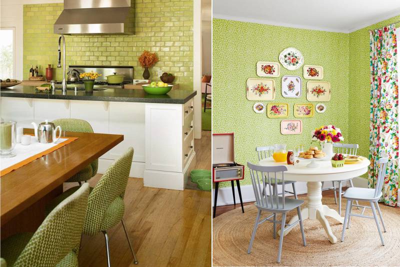 Pistachio wall color in the kitchen