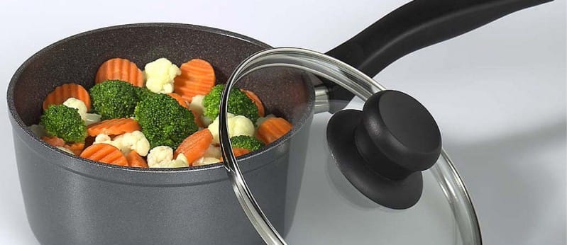 Teflon coated saucepan