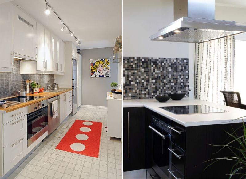 Porcelain tile mosaic in the interior of the kitchen