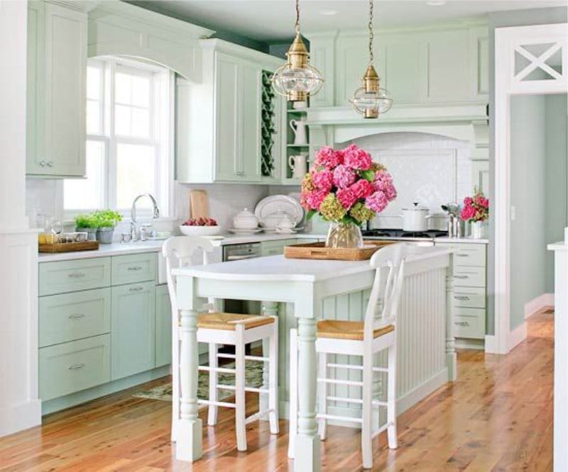 Mint color kitchen