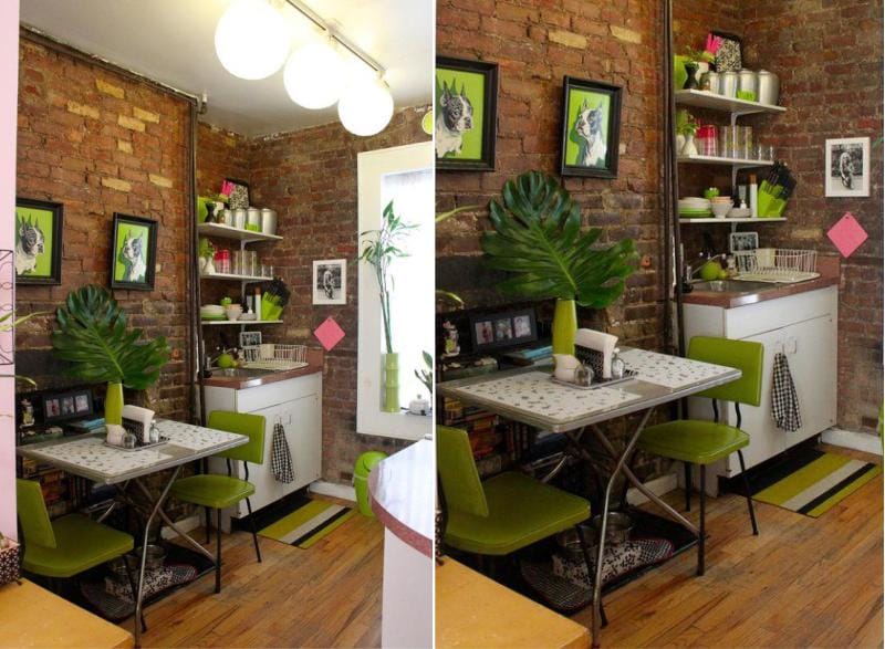 Kitchen with green accents