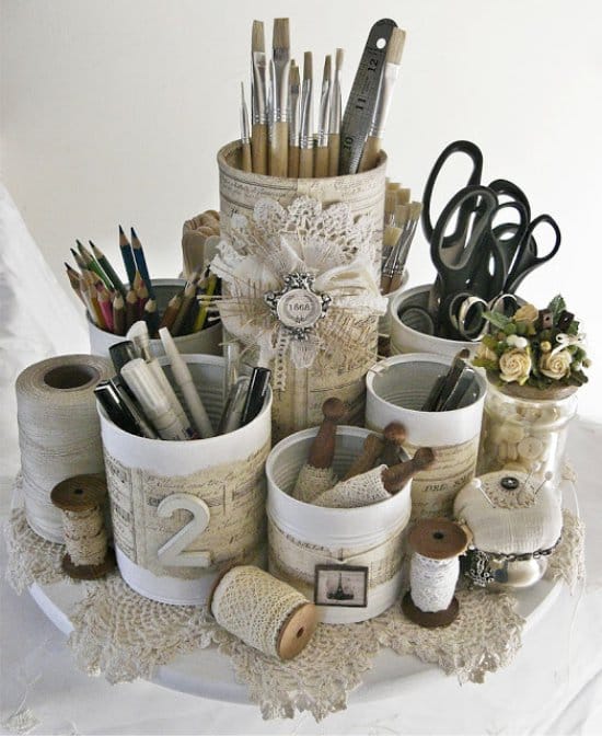 Shabby chic tins organizer