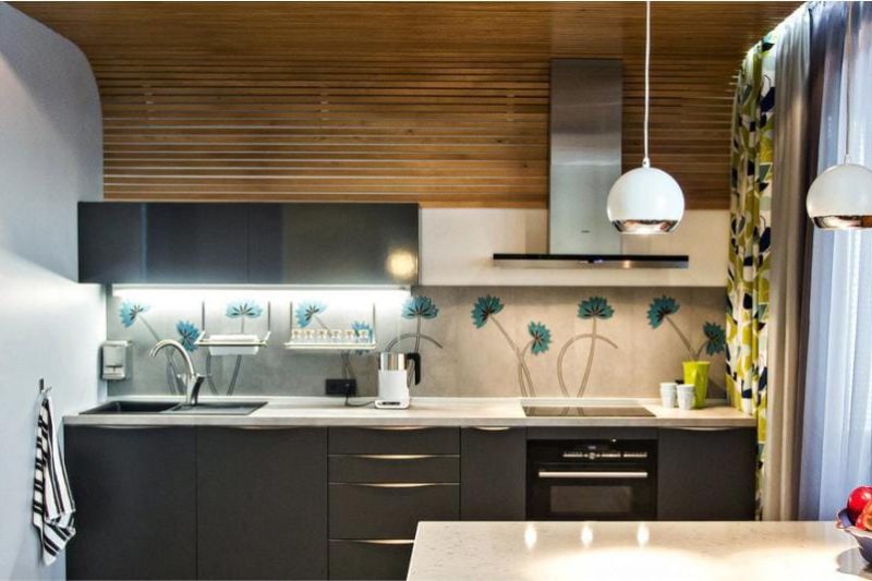 Gray kitchen with green accents